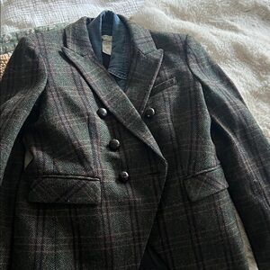 Veronica Beard Green and Brown Plaid Blazer